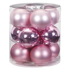 Inge Christmas Goods Kerstballen - 12 stuks - roze - 8 cm