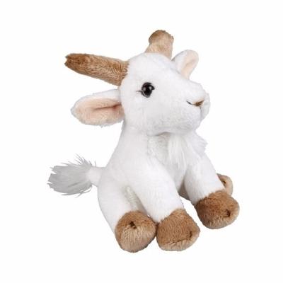 Ravensden Pluche geitje - knuffel geitje - wit - 15 cm - boerderij dieren knuffel