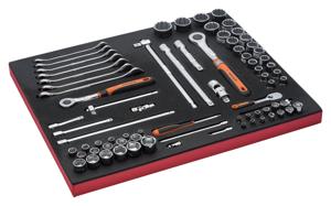 Bahco Foaminlay Fit&Go 3/3 met doppen en toebehoren 1/4" | 1/2" en 3/8" en sleutels - 75-delig - FF1A5032