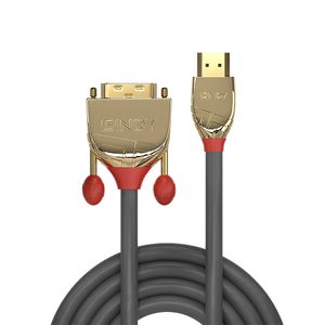 LINDY 36195 HDMI-kabel HDMI / DVI Adapterkabel HDMI-A-stekker, DVI-D 18+1-polige stekker 2.00 m Grijs