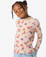 HEMA Kindershirt rib bloemen ecru (ecru)