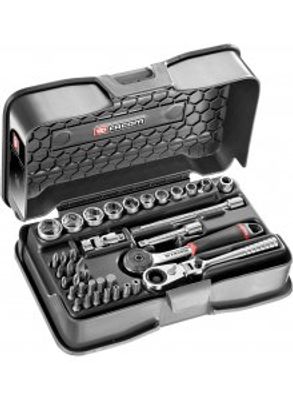 Facom Complete Doppenset 6-Kant 1/4&apos;&apos; En Access Met Ratels R.180Hx En R.161B - R.161-6P6HXPB - R.161-6P6HXPB