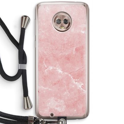 Roze marmer: Motorola Moto G6 Transparant Hoesje met koord