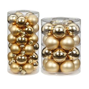 60x stuks glazen kerstballen elegant goud mix 4 en 6 cm glans en mat