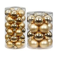 60x stuks glazen kerstballen elegant goud mix 4 en 6 cm glans en mat - thumbnail