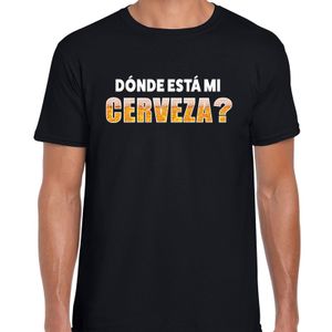 Donde esta mi cerveza bier / drank fun t-shirt zwart voor heren