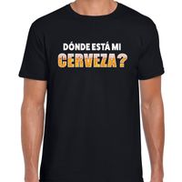 Donde esta mi cerveza bier / drank fun t-shirt zwart voor heren - thumbnail