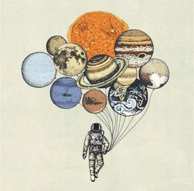 Chic.Mic canvas schilderij 20 x 20 x 4 cm Planets Chic.Mic canvas schilderij 20 x 20 x 4 cm Planets