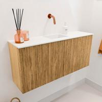 Toiletmeubel Mondiaz Joya | 90 cm | Meubelkleur Oak | Faye wastafel Talc Midden | Zonder kraangat(en) Toiletmeubel Mondiaz Joya | 90 cm | Meubelkleur Oak | Faye wastafel Talc Midden | Zonder kraangat(en)