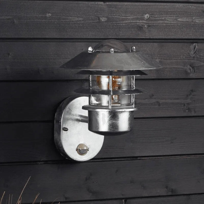 Buitenlamp Zilver klassiek gegalvaniseerd buitenlamp voordeur &apos;Lux&apos; PIR sensor