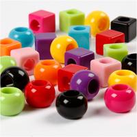 Creativ Company Plastic kralen, afm 11 mm, gatgrootte 7 mm, ca. 750 stuk, diverse kleuren, 1000 gr, 1700 ml/ 1 doos
