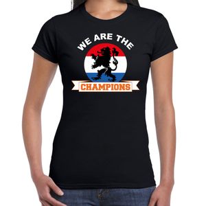 Zwart t-shirt Holland / Nederland supporter we are the champions EK/ WK voor dames