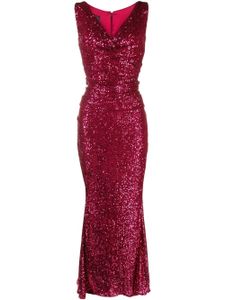 Talbot Runhof robe longue à sequins - Rouge