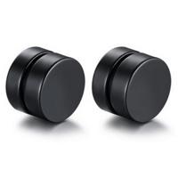 Magnetische Stud oorbellen Zwart 8mm