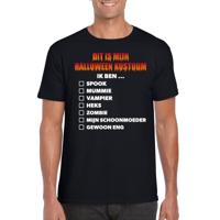 Halloween kostuum - wie ben ik lijstje - t-shirt - zwart - voor heren - kleding