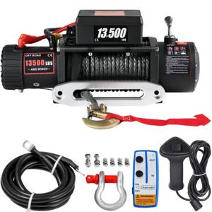 VEVOR Elektrische Lier elektrische bergingslier Kabel Lier 12V Winch 13500LB Heavy Duty 4x4 synthetisch touw