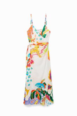 Midi-wikkeljurk junglemotief - WHITE - L