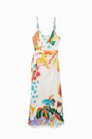 Midi-wikkeljurk junglemotief - WHITE - L