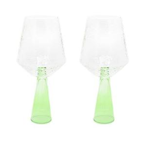 Brût Homeware, Wijnglas Claude, helder | groen, set van 2