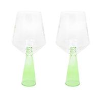 Brût Homeware, Wijnglas Claude, helder | groen, set van 2