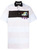 Prada polo rayé à logo imprimé - Blanc