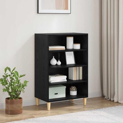 Dressoir met plank Zwart eiken 57 x 35 x 90 cm Bewerkt hout