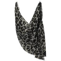 Dames Sjaal breed - Leopard - grijs - 200 x 100 cm - luipaardprint/panterprint