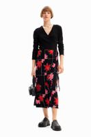 Midi-wikkeljurk bloemen - BLACK - XL - thumbnail