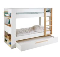 Stapelbed kind 90x190cm met laden en bibliotheek wit Stapelbed kind 90x190cm met laden en bibliotheek wit