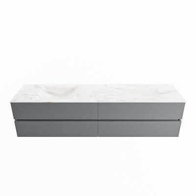 MONDIAZ VICA-DLUX 200cm badmeubel onderkast Plata 4 lades. Inbouw wastafel CLOUD links 1 kraangat, kleur Ostra.