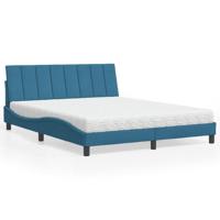 Bed met matras fluweel blauw 160x200 cm