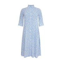 Yoek gebloemde semi-transparante blousejurk DAISY lichtblauw/wit/geel - thumbnail