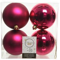 Decoris Kerstballen - 4x st - bessen roze - D10 cm - kunststof - kerstversiering - thumbnail