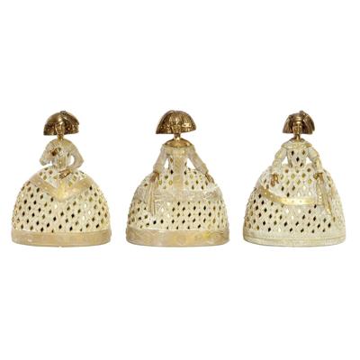 Decoratieve figuren DKD Home Decor Spiegel Beige Gouden Hars Dame Traditioneel (18 x 13 x 23 cm) (3 Stuks)