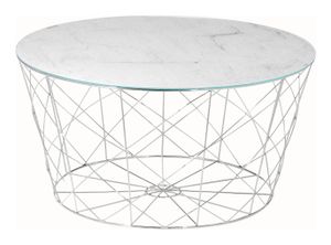 Artistiq Salontafel 'Steve', 80cm, Marmerlook, kleur Wit