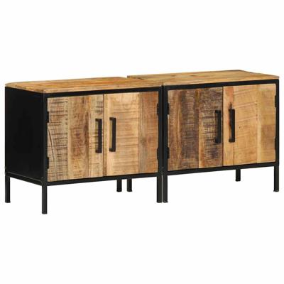 Nachtkastje Bruin en zwart 50 x 30 x 45 cm massief mangohout