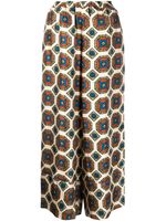 Pierre-Louis Mascia pantalon en soie à imprimé géométrique - Tons neutres Pierre-Louis Mascia pantalon en soie à imprimé géométrique - Tons neutres