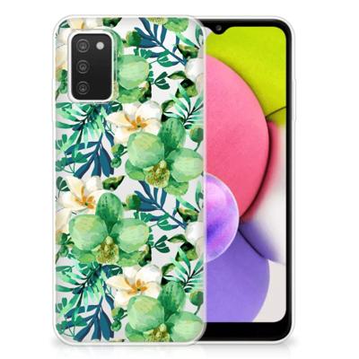 Samsung Galaxy A03S | TPU Case | Orchidee Groen Samsung Galaxy A03S | TPU Case | Orchidee Groen