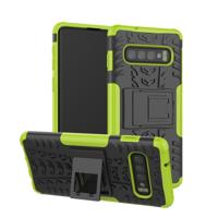 Band textuur TPU + PC schokbestendig geval voor Galaxy S10 met houder (groen)