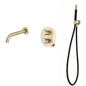 Saniclear Brass Pro inbouw badkraan geborsteld messing / mat goud rond