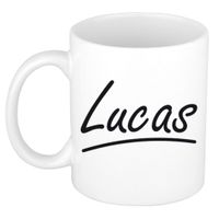 Lucas voornaam kado beker / mok sierlijke letters - gepersonaliseerde mok met naam   -