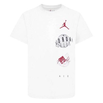 T-Shirt met Korte Mouwen voor kinderen Nike JDB AIR GLOBE JORDAN SS TEE 95D121 001 Wit Maat 16 jaar