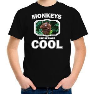 T-shirt monkeys are serious cool zwart kinderen - Apen/ orangoetan shirt XL (158-164)  -