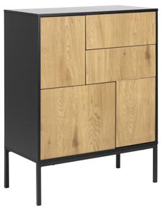 Dressoir Bronx MDF Zwart 3-Deurs 2 Lades 80cm - Giga Living