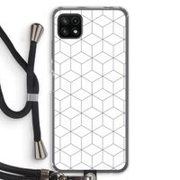 Zwart-witte kubussen: Samsung Galaxy A22 5G Transparant Hoesje met koord