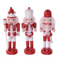 3x stuks kersthangers notenkrakers poppetjes/soldaten rood/wit 12,5 cm - thumbnail