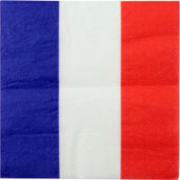 40x Frankrijk feest servetjes met Franse vlag opdruk 33 x 33 cm - Feestservetten