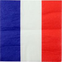 20x Frankrijk feest servetjes met Franse vlag opdruk 33 x 33 cm - Feestservetten - thumbnail