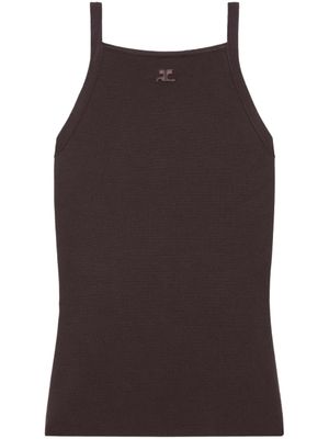 Courrèges débardeur à logo brodé - Marron