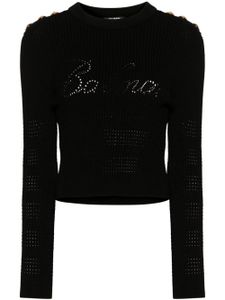 Balmain pull 6-Button en maille nervurée - Noir